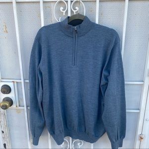 John Nordstrom Sweater Mens XL Gray 1/4 Zip Merino Wool pull-on Made Italy EUC